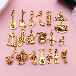 Vintage Gold Legierung Musiknoten Instrument Anhänger Für DIY Schmuckherstellung Retro Gitarre Saxophon Charms Für Armband Kette