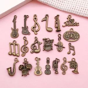 Vintage Musical Instrument Charms Antique Bronze Zinc Alloy Pendants For DIY Necklace Bracelet Earrings Jewelry Making Music Note Charms