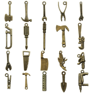 20pcs set of antique bronze alloy charms featuring vintage household repair tools