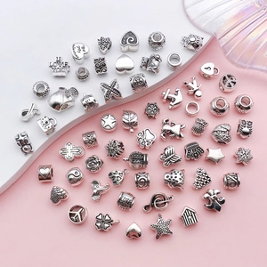 Detailed collection of mixed silver alloy charms featuring animals and heart shapes