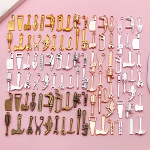 Mixed Alloy Tool Pendants DIY Jewelry Making Findings Mini Hammer Wrench Axe Saw Plier Screwdriver Charms For Necklace Keychain