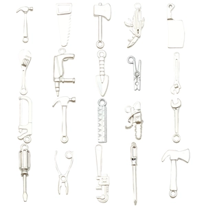 Lot de 19 pendentifs outils en métal argenté pour la création de bijoux DIY variés