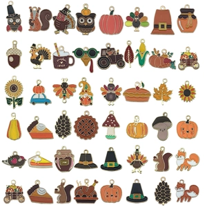 Thanksgiving themed enamel alloy charms set for DIY jewelry bracelets and necklaces