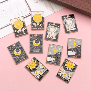 Vintage Legierung Emaille Tarotkarten Charms Mysteriöse Stern Mond Sonne Tod Metall Anhänger Für DIY Halskette Armband Schlüsselanhänger Schmuckherstellung