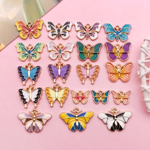 Mixed Colorful Enamel Zinc Alloy Butterfly Charms Pendants For DIY Jewelry Making Necklace Bracelet Keychain Accessory Materials