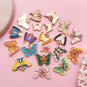 Mix of 20 colorful butterfly enamel alloy charms for DIY necklaces and craft projects