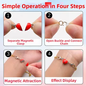 Chiusura magnetica a cuore luminoso con moschettoni per collane e bracciali fai-da-te
