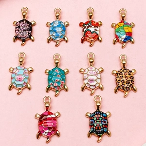 Cute Sea Turtle Alloy Enamel Charms For DIY Jewelry Making Pendant Multicolor Animal Pattern Handmade Craft Accessory