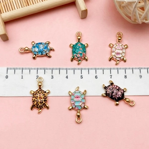 Colorful turtle alloy charms for DIY jewelry making with six unique enamel patterns