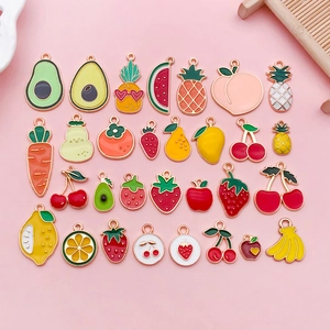 Bunte Emaille Obst Gemüse Legierung Anhänger Für DIY Schmuckherstellung Erdbeere Ananas Kirsche Avocado Charms Zubehör