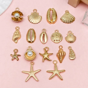 Pendentifs en Alliage de Zinc Or KC Océan Coquillage Étoile de Mer Hippocampe pour la Fabrication de Bijoux DIY Collier Bracelet
