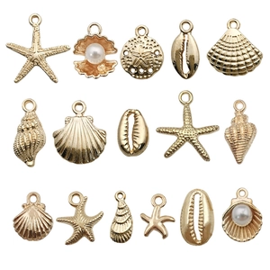 Lot de breloques océaniques en or KC avec étoiles de mer et coquillages pour bijoux DIY