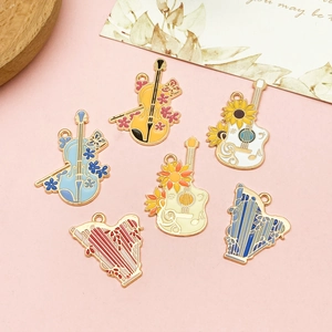 Enamel musical instrument pendants including violin, cello and guitar for DIY jewelry making