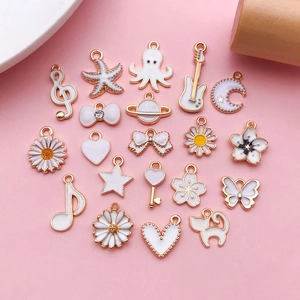 20pcs DIY white enamel charms featuring butterfly and starfish for necklace pendants