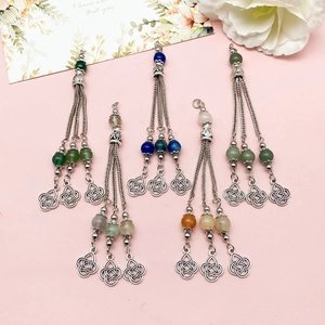Pendente a Nappa Lunga Etnico Vintage in Lega di Zinco con Perline Nodo Celtico per Orecchini Fai da Te Accessori Bohemian