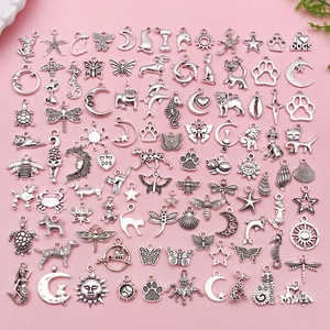 Mixed Alloy Charms Pendants For DIY Jewelry Making Antique Silver Gold Bronze Animal Cross Sun Heart Designs Handmade Crafts Accessories