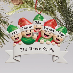DIY Christmas tree ornament with 5-person family in resin for personalized holiday decor