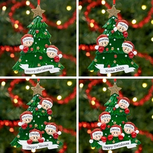Customized family Christmas tree ornaments with glitter star and name personalization