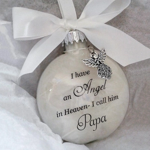 Memorial Christmas Ornament Ball Plastic Feather Filled Angel Pendant Bauble I Have An Angel In Heaven Commemorative Hanging Decoration