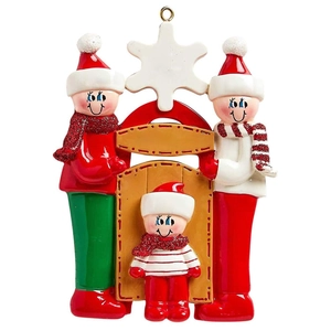 DIY Christmas resin ornament with a family of three figures for tree decoration