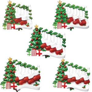 Ornement Suspendu Sapin de Noël Résine DIY Famille Chaussettes Étoile Décoration de Fête de Vacances Cadeau Zone de Nom Peinte