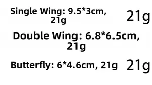Größentabelle für Herz-Engelsflügel und Schmetterling Anhänger mit Maßen und Gewicht