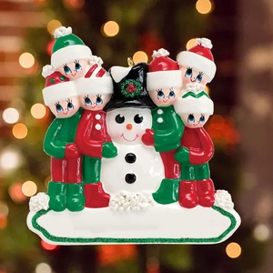 2025 Schneemann Familie von 7 Weihnachtsbaum Anhänger mit DIY Leiste für Namen
