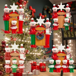 DIY Personalized Resin Christmas Family Hanging Ornament Sleigh Snowflake Christmas Tree Decoration For Festive Home Party Decor