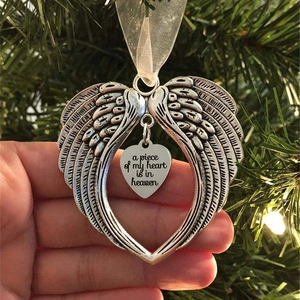 Vintage Legierung Engelsflügel Herz Gedenk Ornament Für Weihnachtsbaum A Piece Of My Heart Is In Heaven Gravur Deko