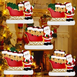 Personalized Christmas Reindeer Family Sleigh Ornament Santa Claus Resin Hanging Decoration For Home Festive Party Decor