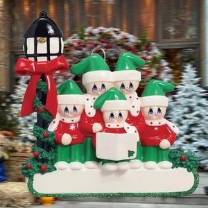 Custom snowman family Christmas ornament with street lamp for home tree decoration