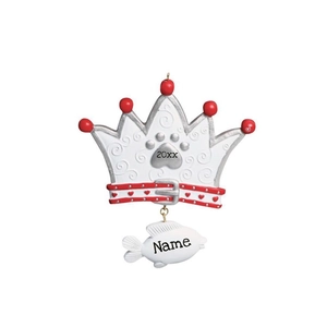 Resin Hand Painted Cat Crown Christmas Ornament Cat Paw Print Fish Shape Festive Holiday Tree Hanging Decoration Accessory