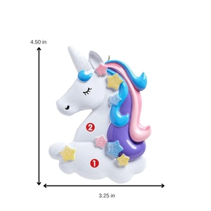 Décoration de Noël licorne en résine à peindre avec crinière colorée et tailles
