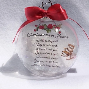 Nostalgic Memorial Christmas Ball Transparent Plastic Ornament Red Ribbon Bow Rose Rocking Chair Design Tree Hanging Decor