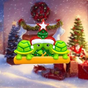 Detailed resin Christmas turtle ornament with blank base for name personalization