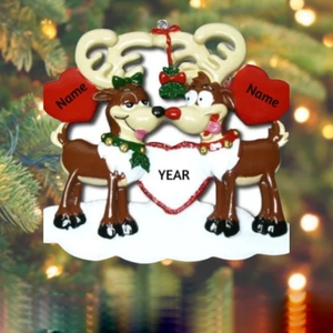 Reindeer Couple Resin Christmas Ornament Heart Shaped Hanging Decoration Festive Holiday Tree Decor For Home Party Gifts