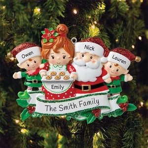 Resin Christmas Family Pendant Santa Claus Lady Elves DIY Blank Banner Hanging Ornament For Christmas Tree Home Festival Decor Gift