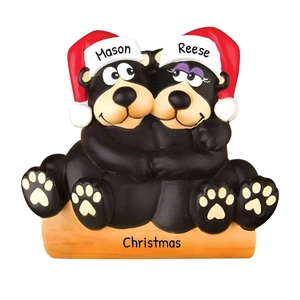 Ornamento Sospeso Famiglia di Orsi Neri di Natale Personalizzato Resina Dipinta a Mano Fai da Te Pendente per Albero di Natale