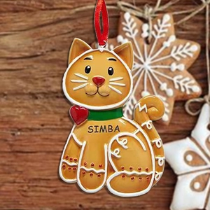 Gingerbread Style Resin Christmas Hanging Ornament Adorable Printed Cat Dog Shape Festive Tree Decor For Holiday Party Home