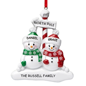 Customizable resin snowman North Pole sign hanging ornament for Christmas tree decor