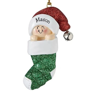 Resin Christmas Ornament Red Stocking Green Hat Doll Hanging Decor With Bell Xmas Tree Pendant Celebration Gift Decoration