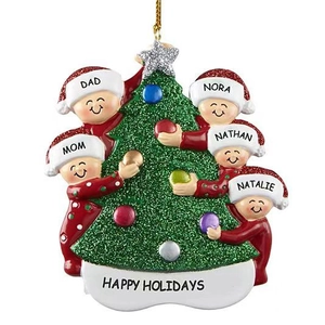 Glitter Resin Christmas Tree Family Hanging Ornament Personalized Hand Painted Holiday Home Decor Festival Gift For Family