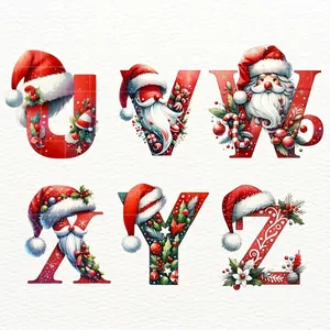 Set d'ornements de Noël alphabet Père Noël U-Z en résine avec décorations fêtes