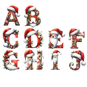 Lot de pendentifs de Noël Santa lettres A-J en résine pour décoration de sapin