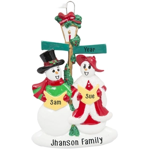 Ornamento Natalizio in Resina Famiglia di Pupazzi di Neve Pendente Design Lampione Decorazione per Albero di Natale Casa Regalo