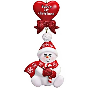 Baby's 1st Christmas Ornament Resin Snowman Heart Hanging Decoration For Christmas Tree Festive Party Decor Printed Gifts