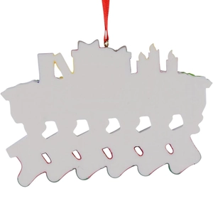 Detailed resin Christmas ornament featuring five stockings, candles, and red hanging ribbon