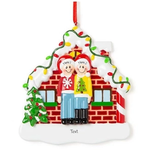 Décoration de maison de famille bonhomme de neige en résine avec sapin de Noël