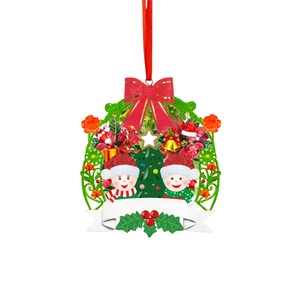Creative Christmas frog snowman resin hanging ornament with red bow and DIY banner