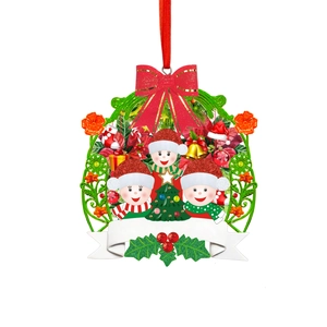 Christmas frog snowman resin ornament with festive tree and blank ribbon for naming